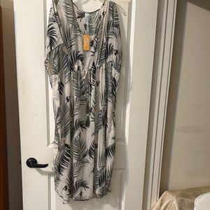 Black and White Leaf Print Kaftan